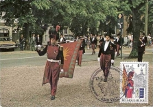 Timbre des anciens arquebusiers de Vis� avec le drapeau qui y est repr�sent�