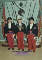 G�rard Humblet et Marcel Poelmans aides de camp entourent l'Empereur Hadelin Woolf